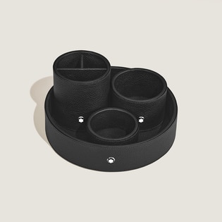 Large Round Desk Tray in Grain Leather