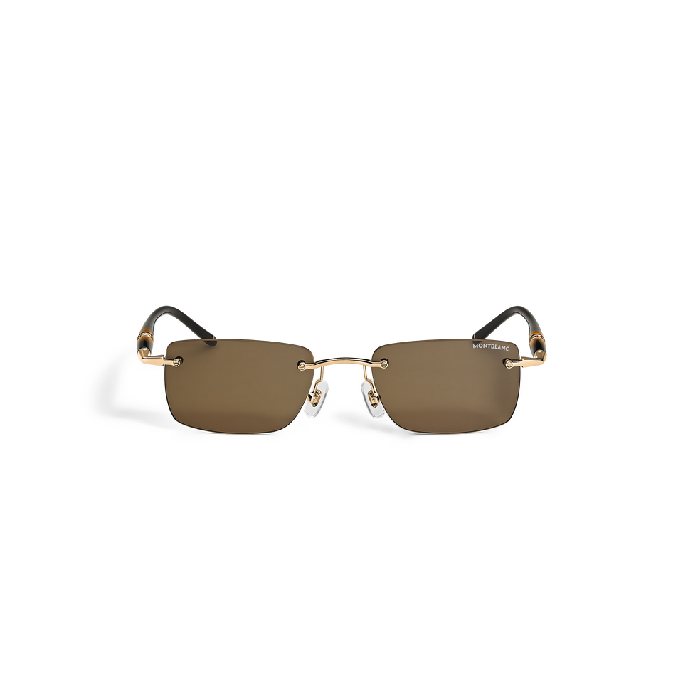 Rectangular Sunglasses with Gold-Coloured Metal Frame - 1