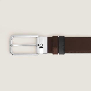 35 mm Reversible Belt in Sartorial Leather with Rectangular Buckle