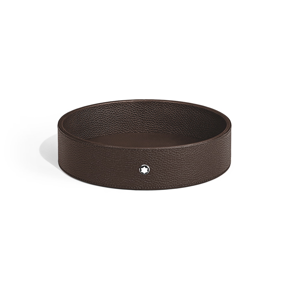Large Round Desk Tray in Grain Leather - 1