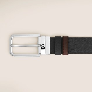 35 mm Reversible Belt in Sartorial Leather with Rectangular Buckle