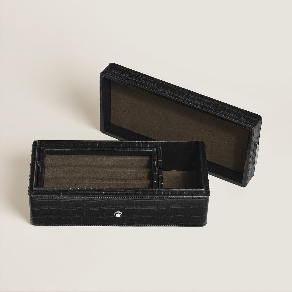 Pen Box, Croco-Embossed Leather, Black - 5
