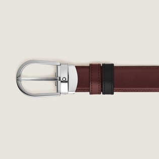 Horseshoe buckle black/burgundy 30mm reversible leather belt