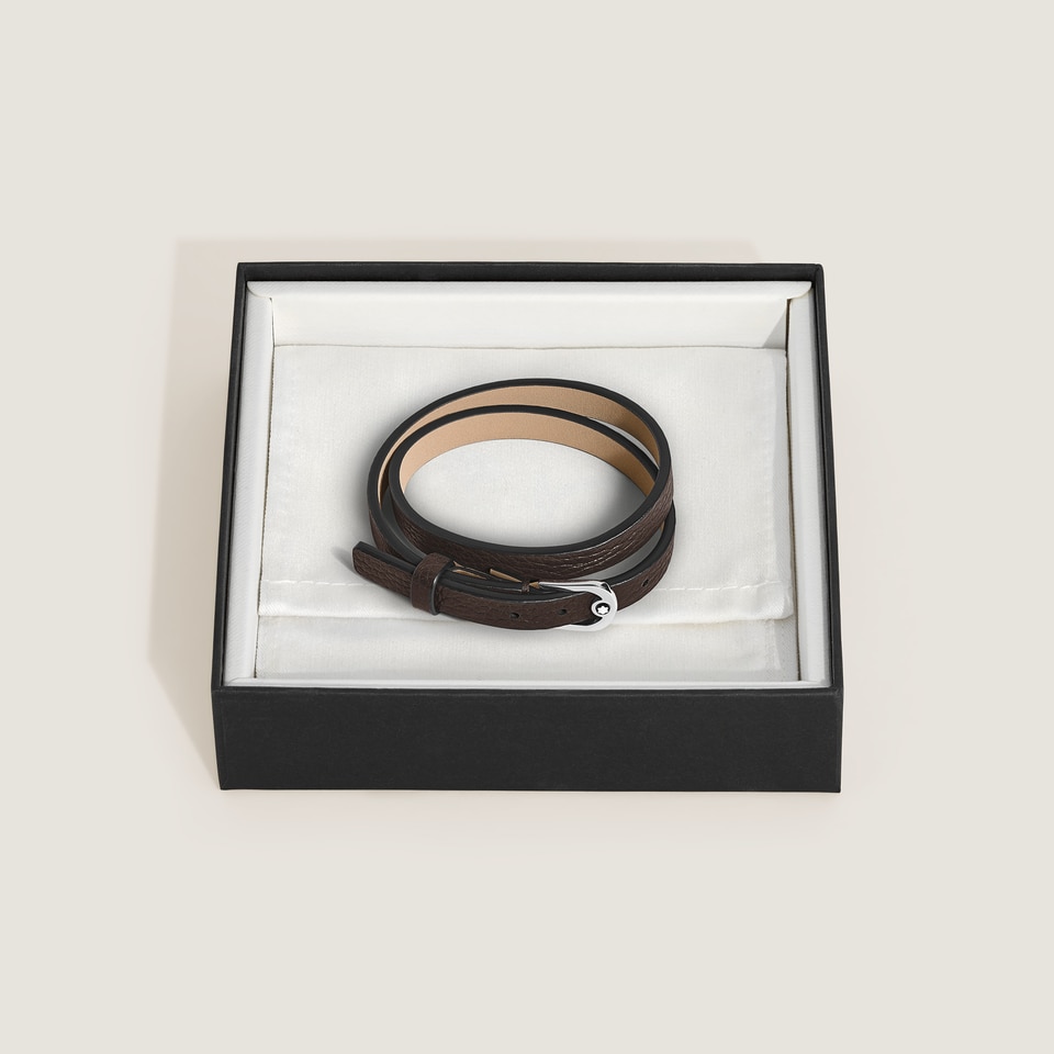 Horseshoe Buckle Adjustable Bracelet in Grain Leather - 3