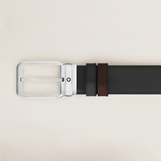 35 mm Reversible Belt in Meisterst&uuml;ck Leather with Rectangular Buckle