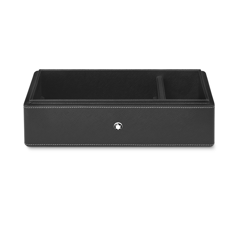 Desk Box in leather for three writing instruments and an ink bottle - 7