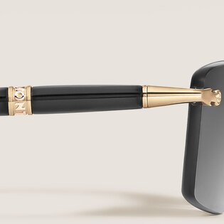 Squared Sunglasses with Gold-Colored Metal Frame