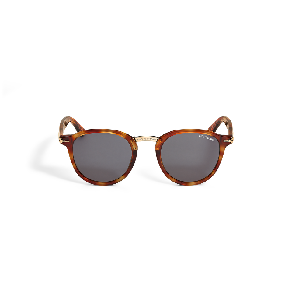 Round Sunglasses with Havana Acetate Frame - 1