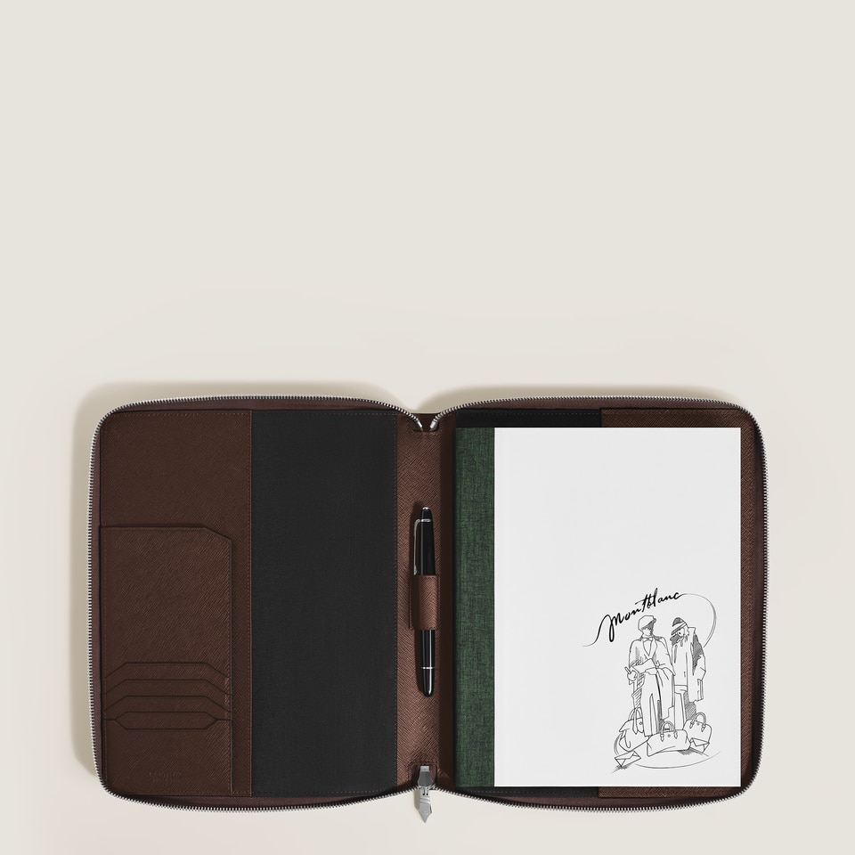 Large Notebook Holder with zip in Sartorial Leather - 4