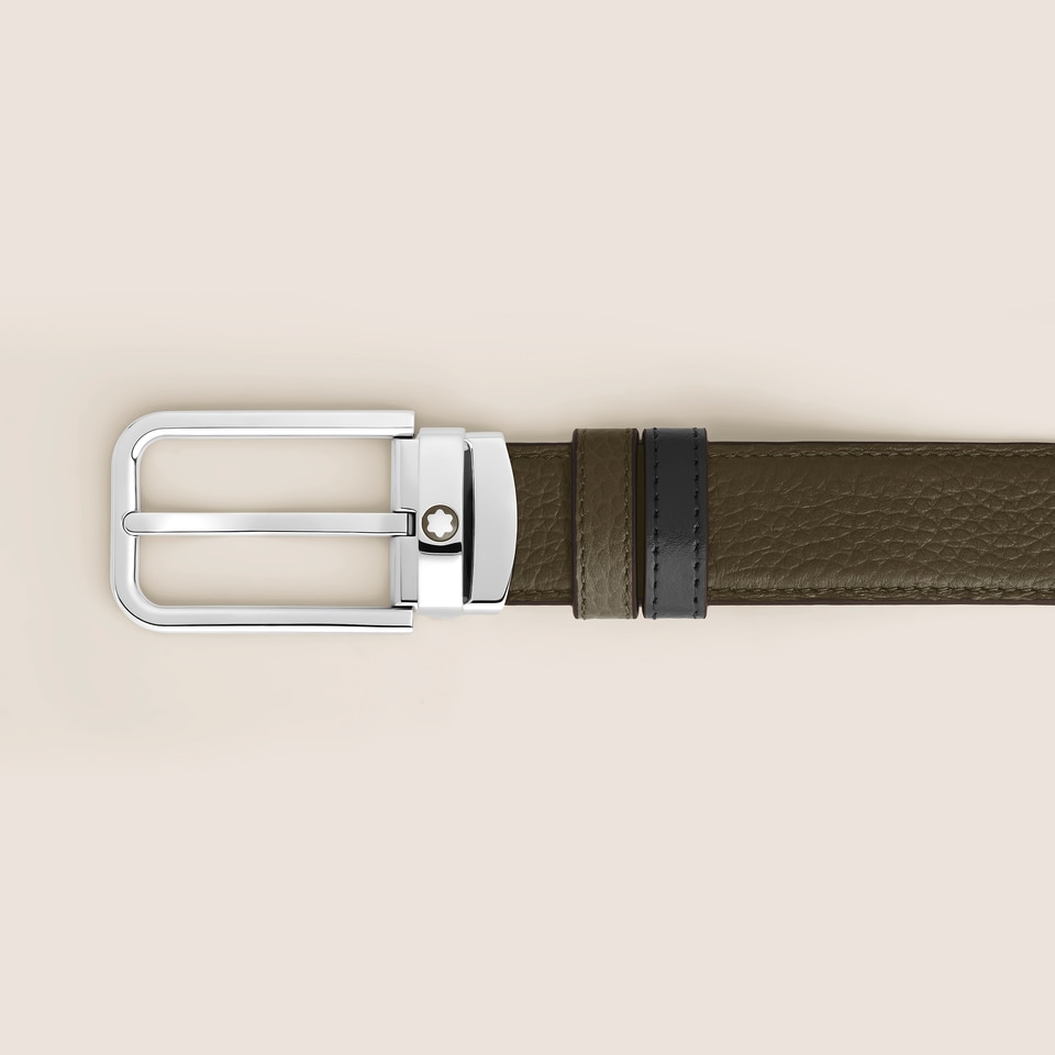 30 mm Reversible Belt in Grain Leather with Rectangular Buckle - 2