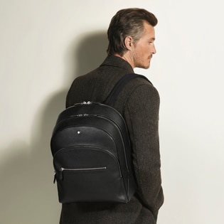 Large Backpack with 3 Compartments  in Grain Leather