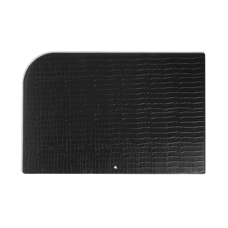 Desk Pad, Croco-Embossed Leather, Black - 1