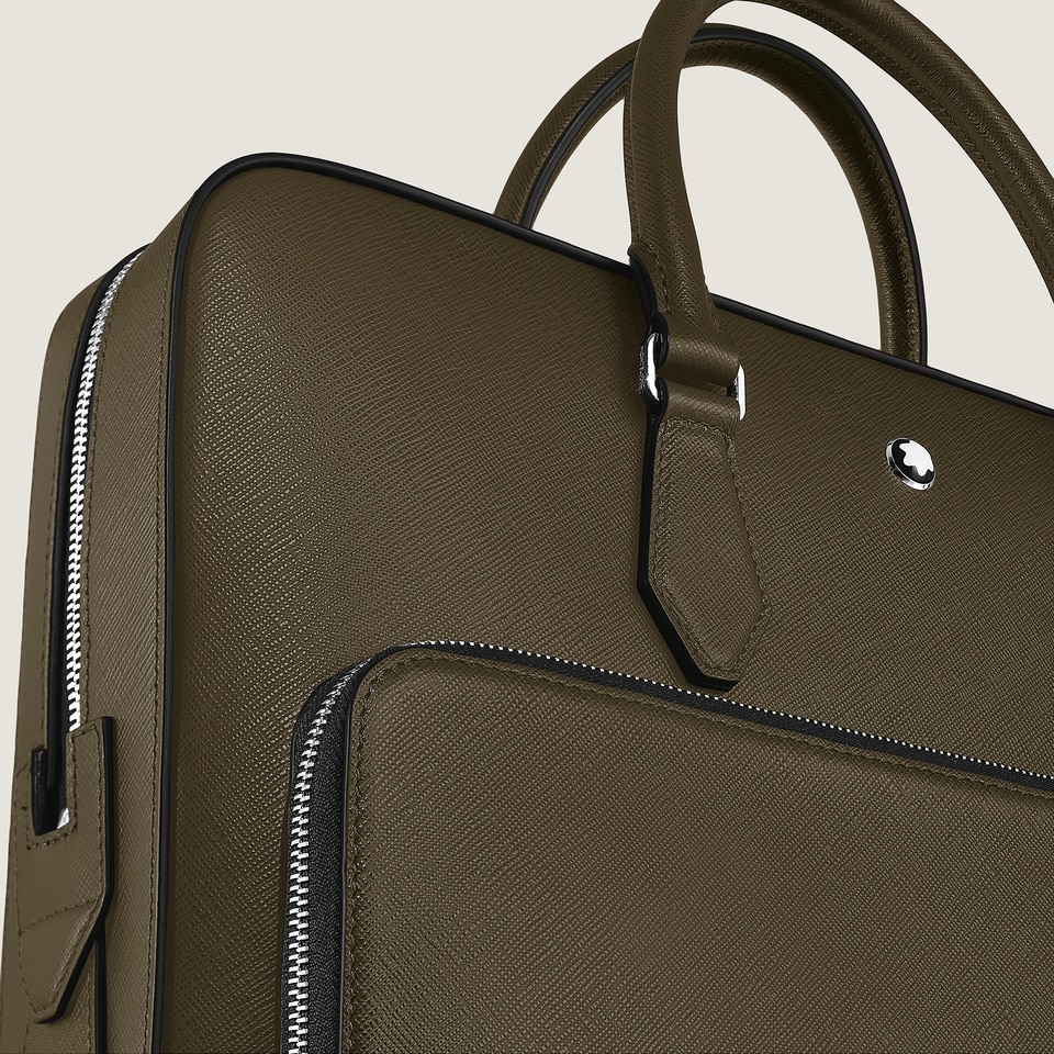 Medium Briefcase with Pocket in Sartorial Leather - 2