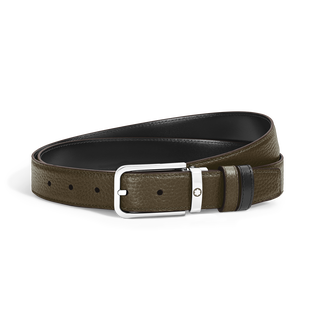 30 mm Reversible Belt in Grain Leather with Rectangular Buckle