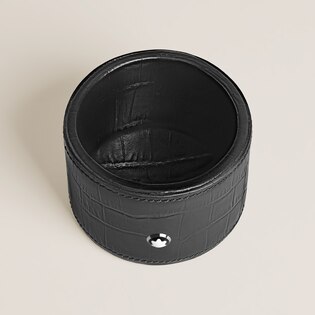 Medium Round Desk Tray in Croco-Embossed Leather