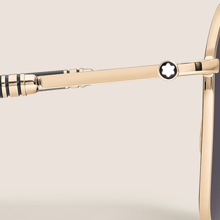 Rectangular Sunglasses with Gold-Coloured Metal Frame