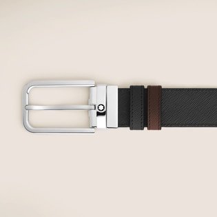 35 mm Reversible Belt in Sartorial Leather with Rectangular Buckle