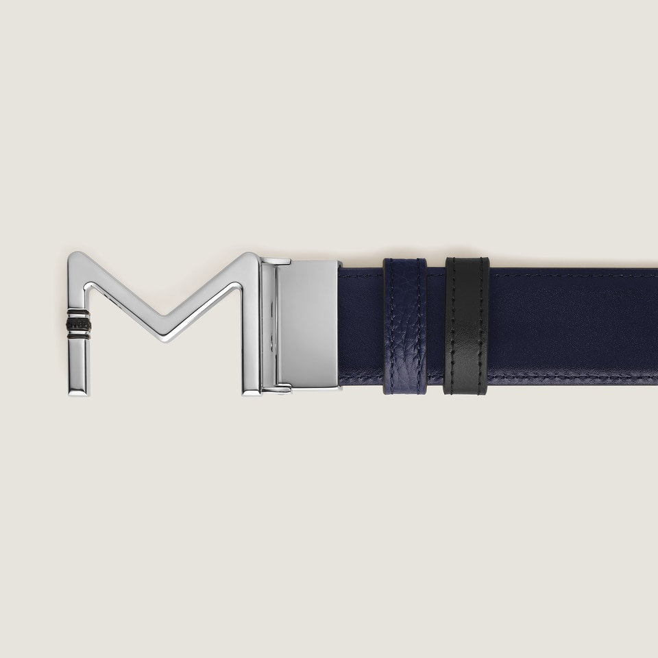 Meisterst&uuml;ck buckle midnight blue/black 35mm reversible leather belt - 2
