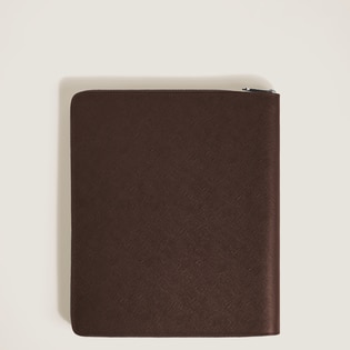 Large Notebook Holder with zip in Sartorial Leather