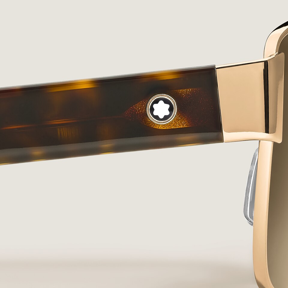 Rectangular Sunglasses with Gold-Coloured Metal Frame - 4