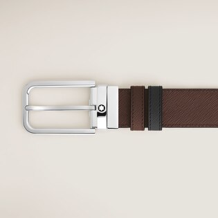 35 mm Reversible Belt in Sartorial Leather with Rectangular Buckle