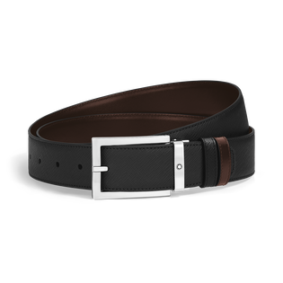 35 mm Reversible Belt in Sartorial Leather with Rectangular Buckle