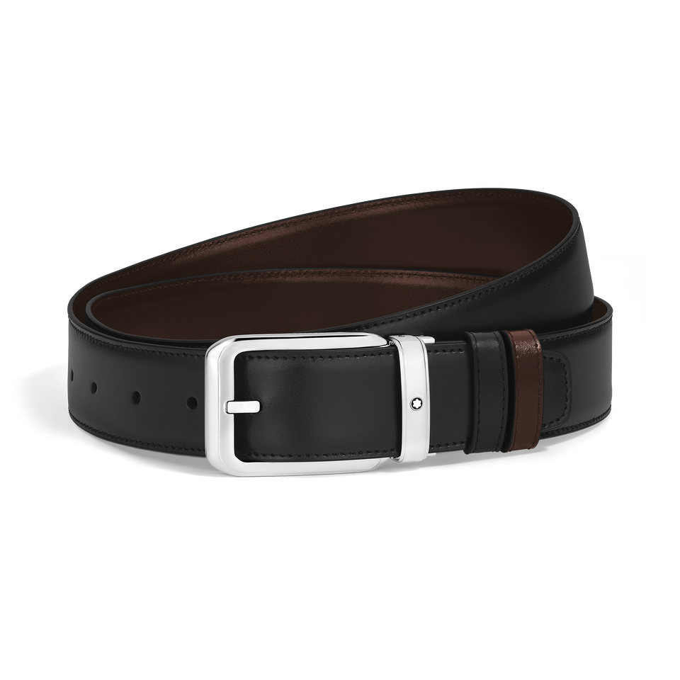 35 mm Reversible Belt in Meisterst&uuml;ck Leather with Rectangular Buckle - 1