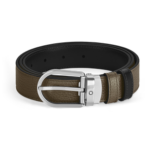 Horseshoe Buckle Khaki/Black 30&nbsp;mm Reversible Leather Belt