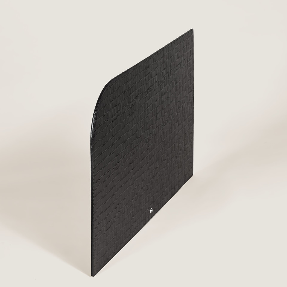 Desk Pad, Croco-Embossed Leather, Black - 2