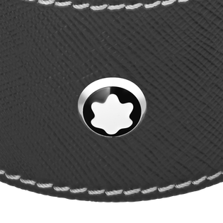 Round desk tray in black leather (Small)