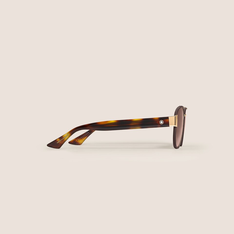 Squared Sunglasses with Gold-Coloured Metal Frame - 3