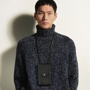 Phone Pouch with strap in Grain Leather