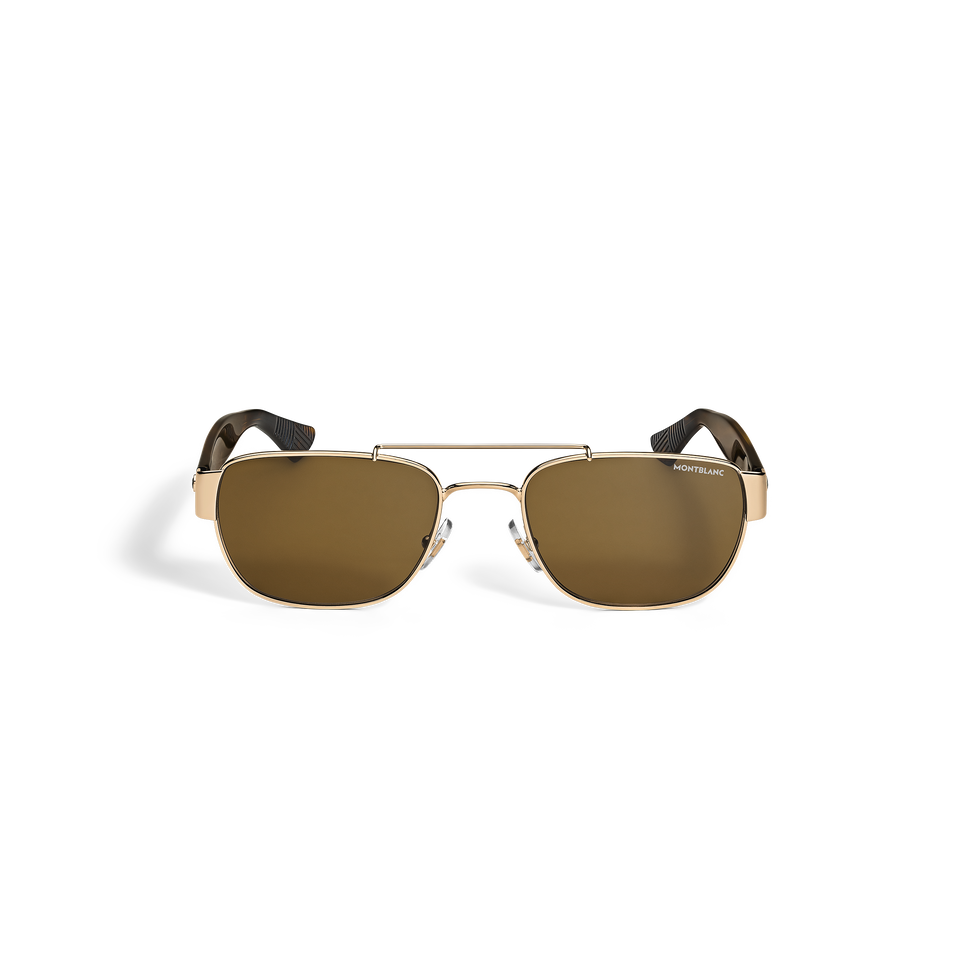 Rectangular Sunglasses with Gold-Coloured Metal Frame - 1