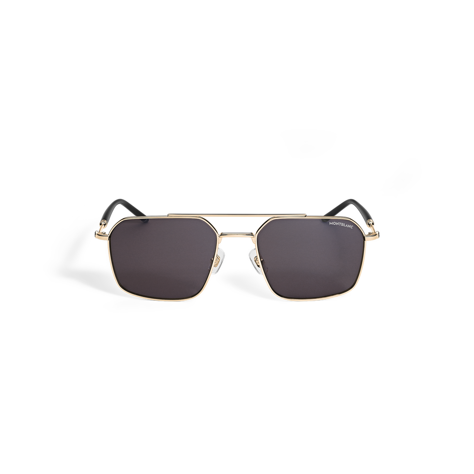 Rectangular Sunglasses with Gold-Coloured Metal Frame - 1
