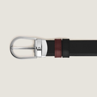 Horseshoe buckle black/burgundy 30mm reversible leather belt