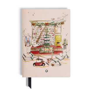 Medium Notebook Happy Holidays in Sartorial Leather, Lined Pages