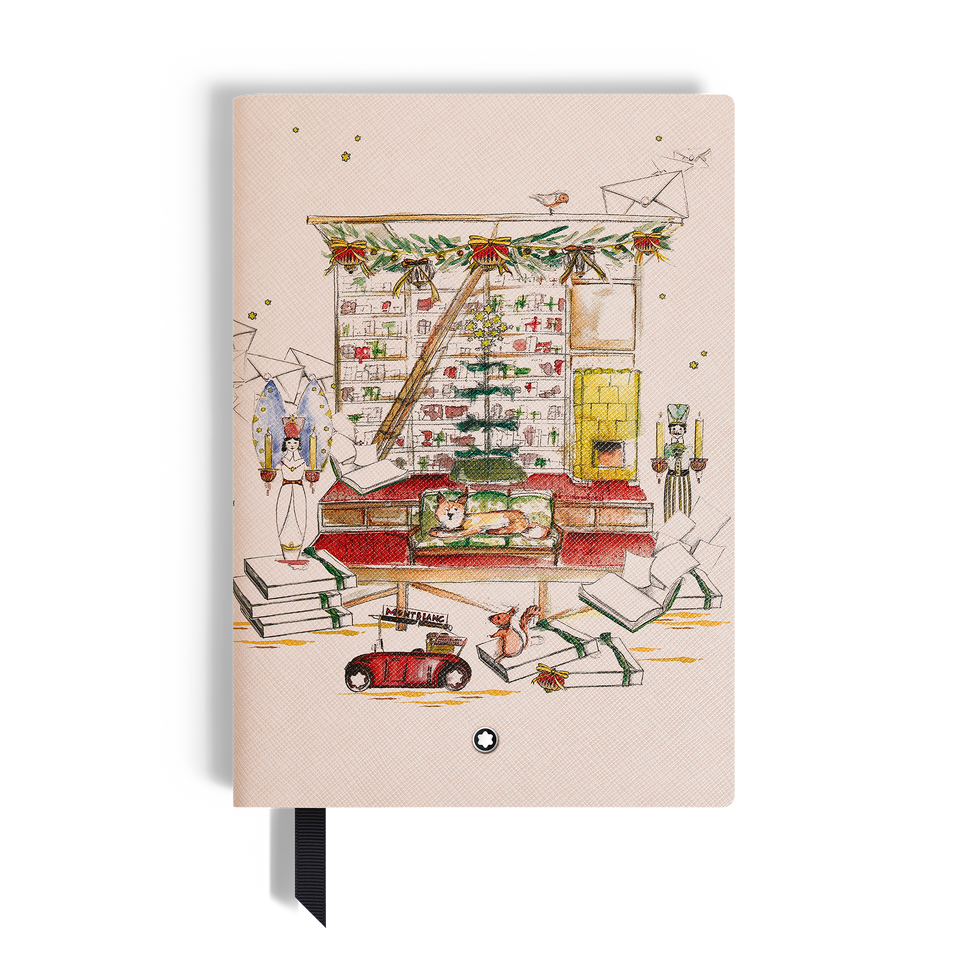 Medium Notebook Happy Holidays in Sartorial Leather, Lined Pages - 1