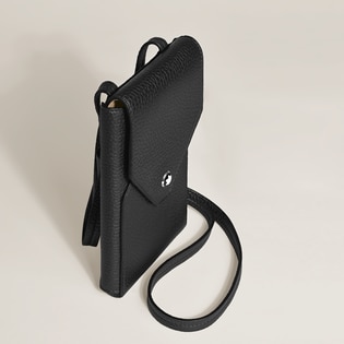Phone Pouch with strap in Grain Leather