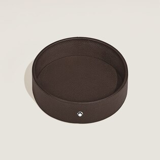 Large Round Desk Tray in Grain Leather