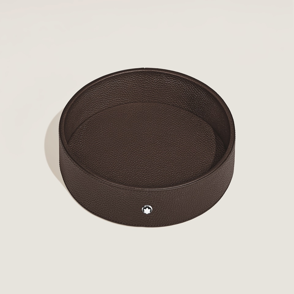 Large Round Desk Tray in Grain Leather - 2