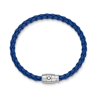 Bracelet Steel 3 rings closing and Blue leather
