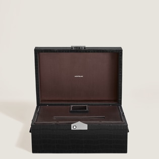 Writing Instuments Collector Box, Croco-Embossed Leather, Black