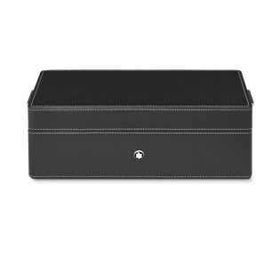 Desk Box in leather for three writing instruments and an ink bottle