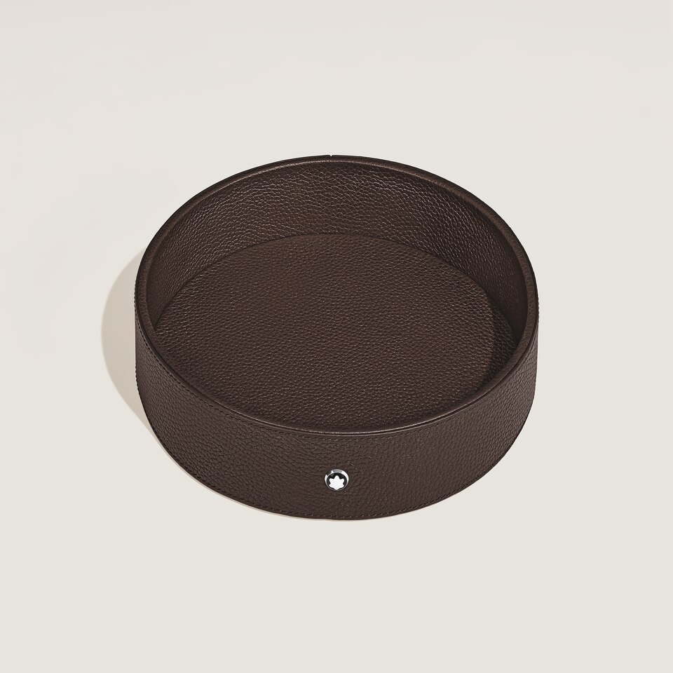 Large Round Desk Tray in Grain Leather - 2