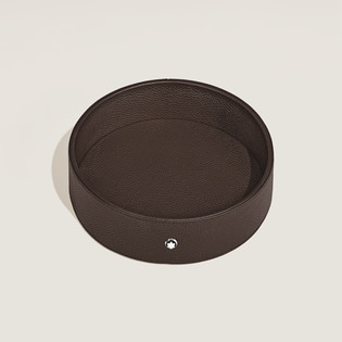Large Round Desk Tray in Grain Leather