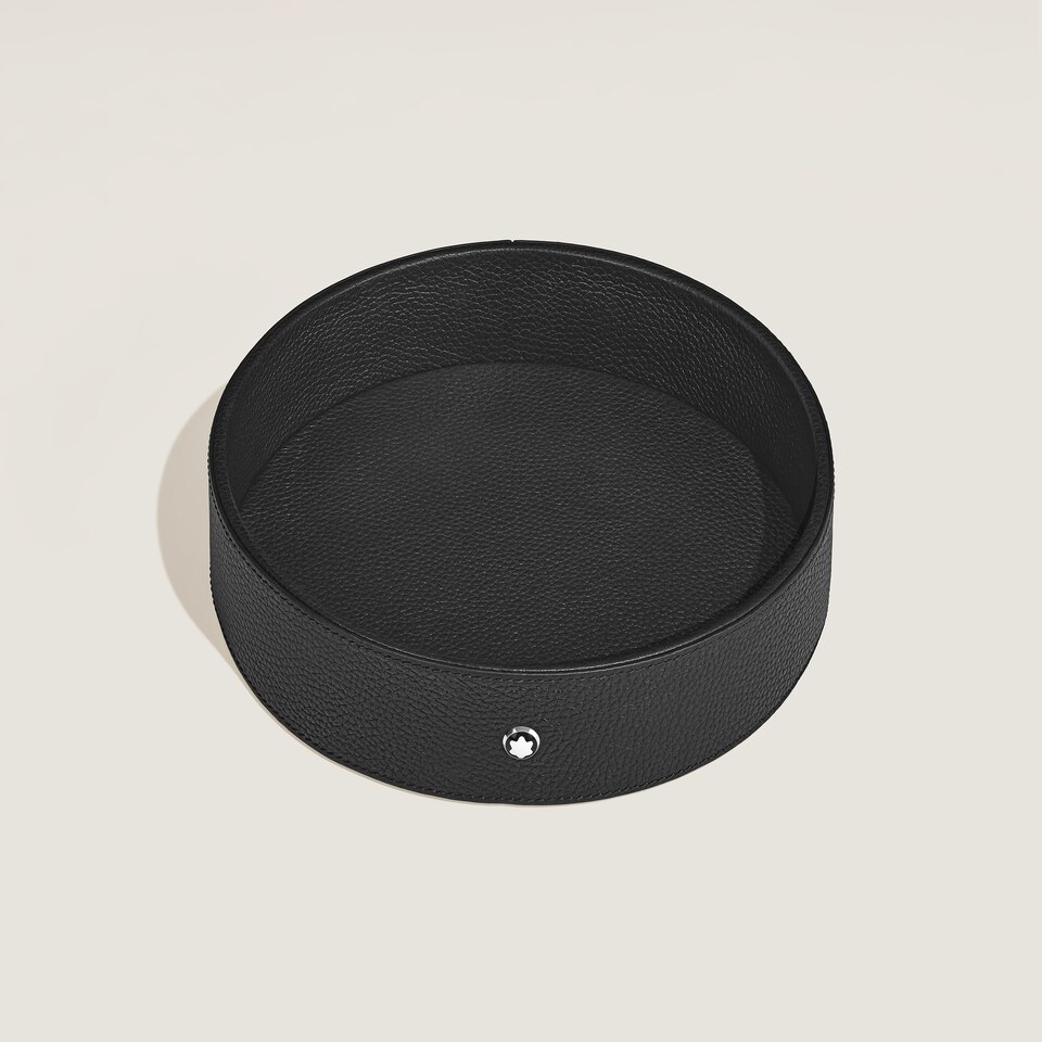 Large Round Desk Tray in Grain Leather - 2