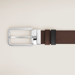35 mm Reversible Belt in Sartorial Leather with Rectangular Buckle