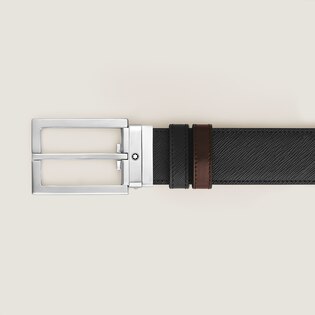 35 mm Reversible Belt in Sartorial Leather with Rectangular Buckle